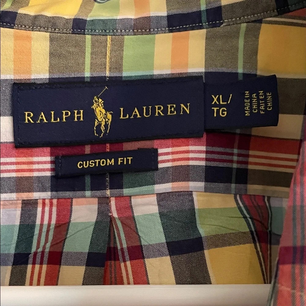 Men’s XL Ralph Lauren Custom Fit long sleeve button down yellow/navy /red plaid